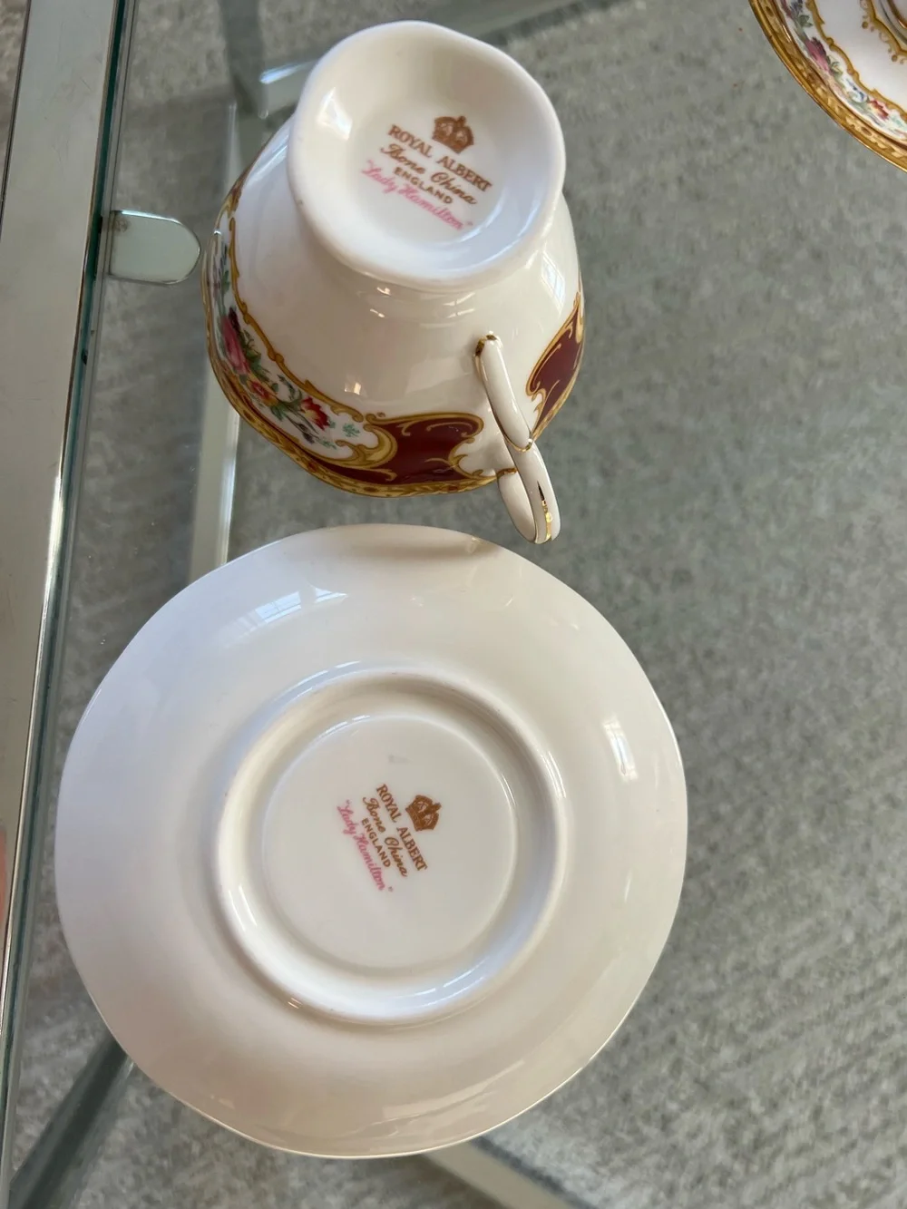 Royal Albert Lady Hamilton Bone China Tea Cup & Saucer Set of 4 England Floral